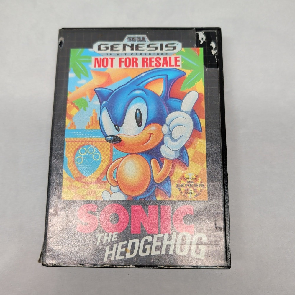 Sonic the Hedgehog Sega Genesis Not For Resale NFR Game and Case 1991 16-Bit